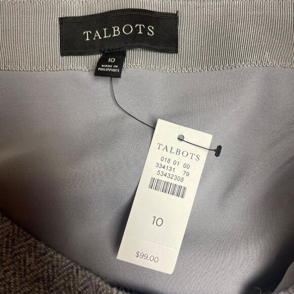 Talbots Wool Blend Chevron Crest Button Skirt Gray Sz 10 - Picture 7 of 8